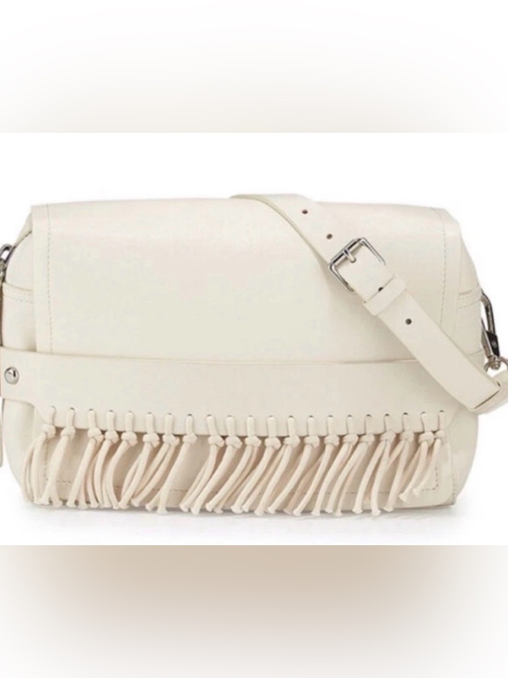 3.1 Phillip Lim Bianca Small Fringe Leather Crossbody Shoulder Bag Ivory